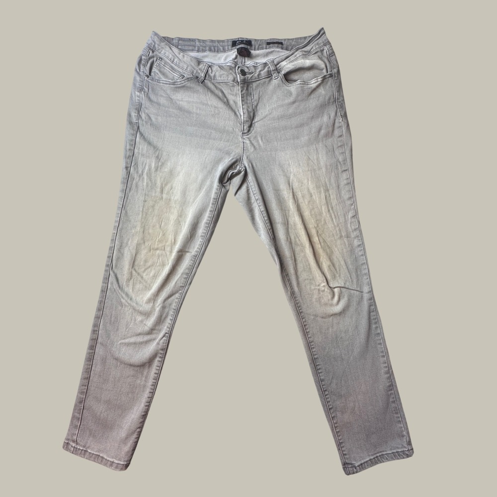 Earl Jean Jeans Womens 18W Skinny Grey Stretch Thrashed Stained Denim